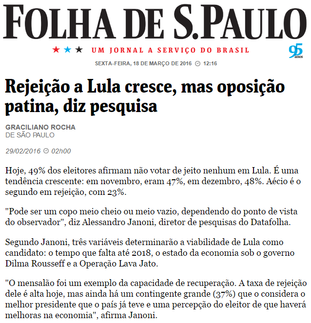 Pesquisa Datafolha mostra a informação que Lula menciona em áudio