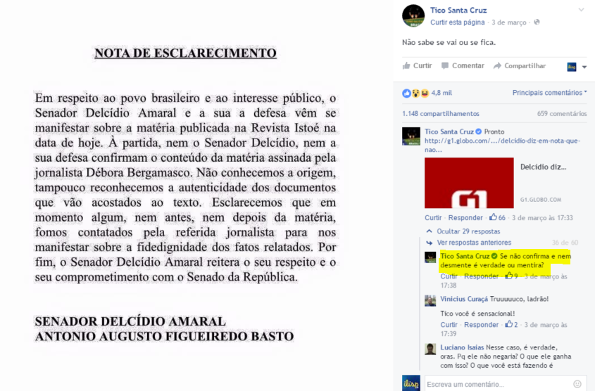 tico esclareece delação