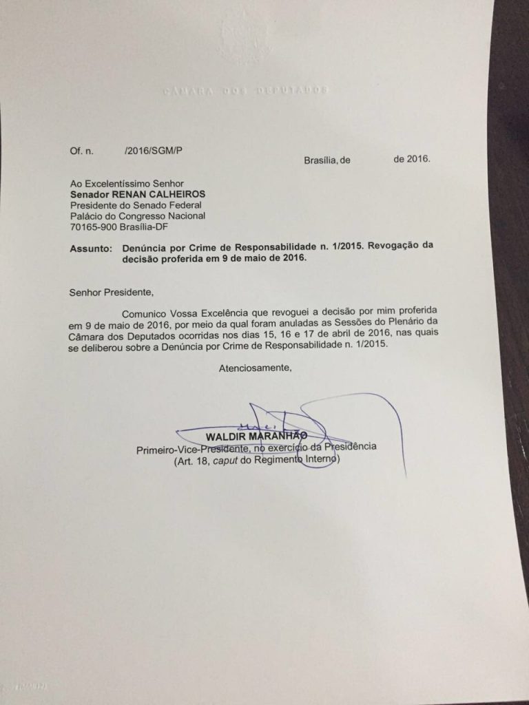 Waldir Maranhão revoga cancelamento do impeachment