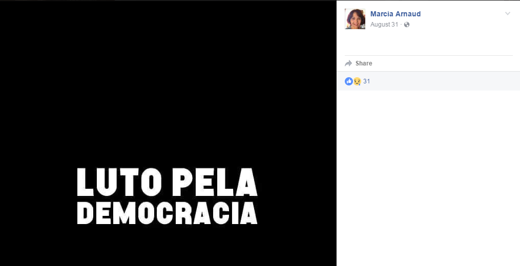 Imagem oficial do perfil de Márcia antes das eleições: democracia apenas quando convém