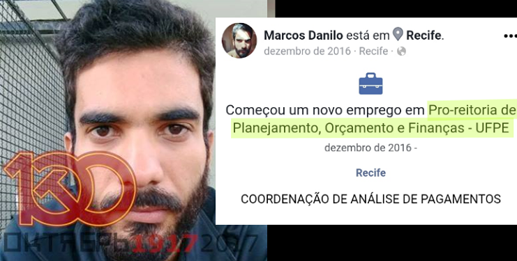 Perfil de Marcos Danilo no Facebook: funcionário da UFPE se envolveu em briga dentro da própria universidade